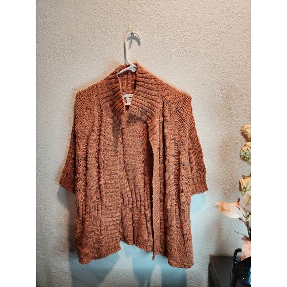 Chico’s Open Front Chunky Knit Cardigan, Rust Orange, Size 2(Ptp 24), Wool Blend - Picture 1 of 4
